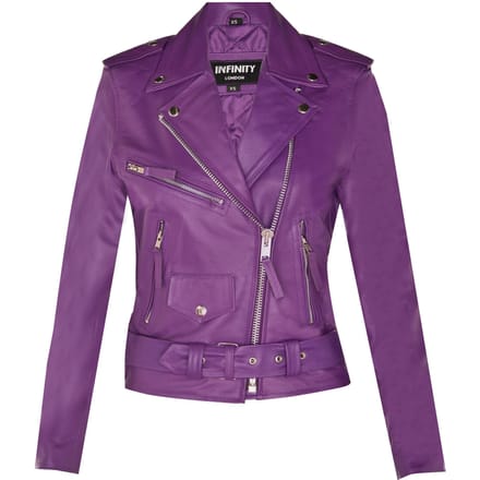 Dames rundleer bikerjack-Mansfield