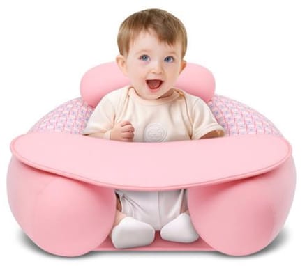 Opblaasbaar kinderzitje met activiteitendienblad voor baby's 3-36 maanden, roze