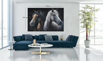 Canvas Schilderij – Bruin en Wit Paard – Dierenkunst – 90x60x2 cm
