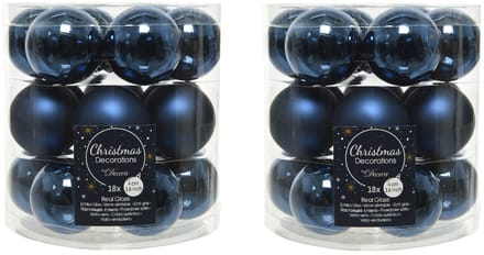 Decoris Kleine kerstballen - 54x st - donkerblauw - D4 cm - glas - kerstversiering
