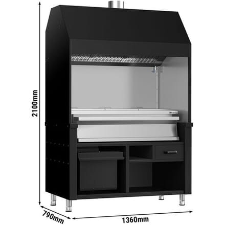 GGM Gastro Holzkohlegrill BERLIN - 1360mm - Schwarz