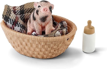 Speelgoeddier Mini Varken met Flesje - Realistisch Boerderijdier Speelgoed