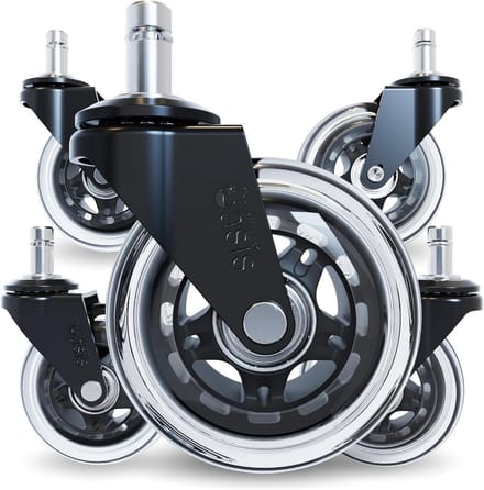 Set van 5 Zwarte Rollerblade Caster Wielen - Stille en Vloerveilige Bureaustoel Wieltjes