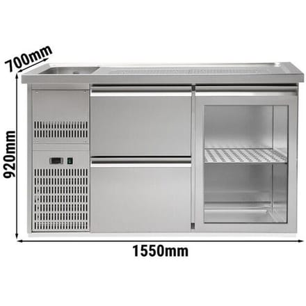 GGM Gastro Biertheke Premium PLUS - 1550x700mm - 1 Glastür & 2 Schubladen