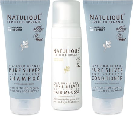 NATULIQUE TRIPLE PACK Pure Silver Shampoo + Conditioner + Mousse 3 x 150ml