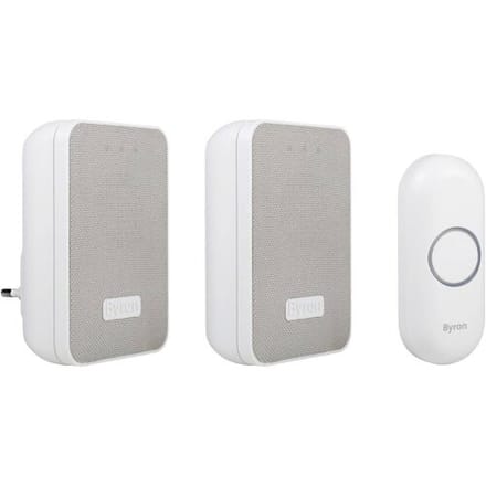 Byron DBY-22324 - Deurbel Draadloze set - 150m Bereik - IP44 waterdicht - Wit