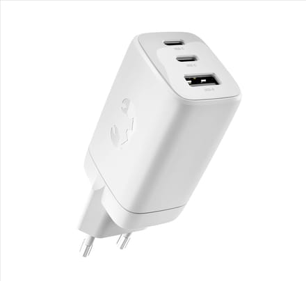Fresh 'n Rebel Oplader iPhone & Samsung – 67W Adapter 2x USB-C & USB-A (3 poorten) – Veilige Snellader iPhone & Samsung – Ice Grey