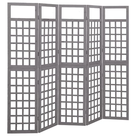 vidaXL - Kamerscherm/trellis - met - 5 - panelen - 201,5x180 - cm - vurenhout - grijs