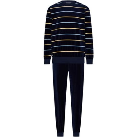 Pastunette - Huispak/Pyjama - Blue Retreat - Velours - Blauw - Gestreeot - Maat M
