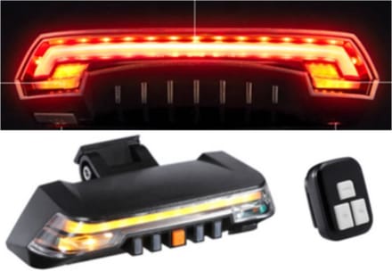 Achterlicht + Knipperlicht Aplus Universeel E-step / E-bike LED BL03 + Afstandbediening