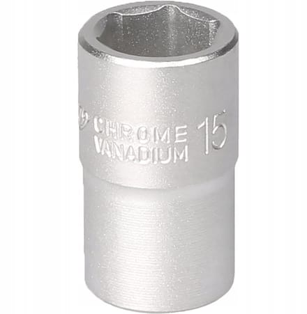 Dop 15mm 1/2" Zeskant 6-Zijdig Kort Chroom-Vanadium Staal MJW
