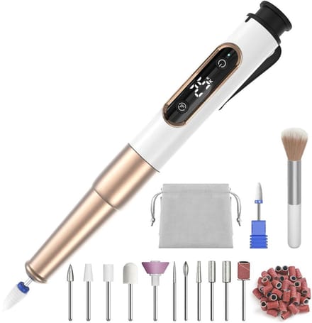 CRLYN® Nagelfrees Bitjes - Pedicureset Electrisch - Manicure Set - Goud en Wit