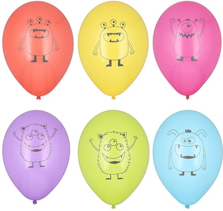 12x 6 Ballonnen Ø 29 cm assorti kleuren Monsters