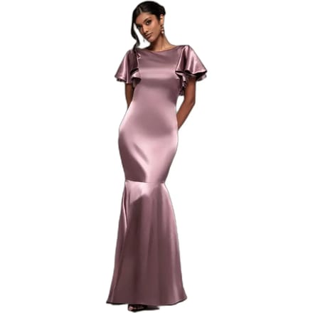 Satin jurk met vlindermouwen dames Goddiva