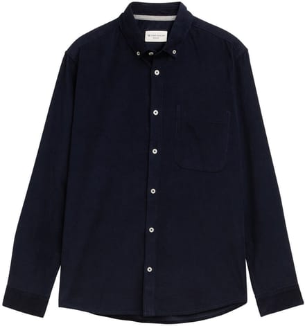 Tom Tailor - Regular fit corduroy overhemd met borstzak - Maat S - sky captain blue