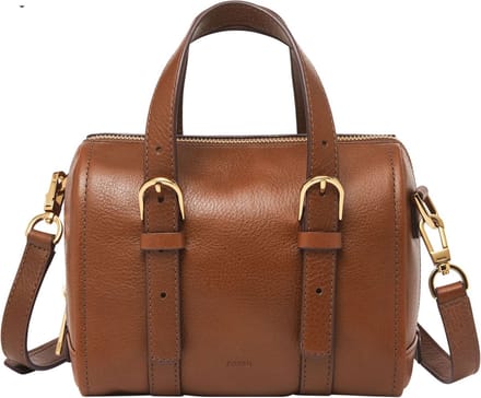 FOSSIL schoudertas handtas Carlie Mini Satchel Brown bruine