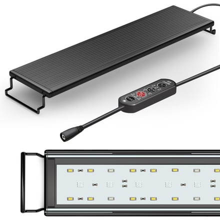 24/7 verlichting Full Spectrum Aquariumverlichting 18W LED-vistankverlichting met uitschuifbare beugel EU Plug zwart