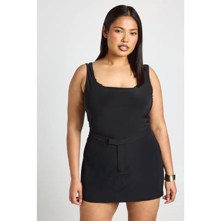 boohoo Dames Plus Getailleerde Mini Rokbroek | Black | Maat: 28