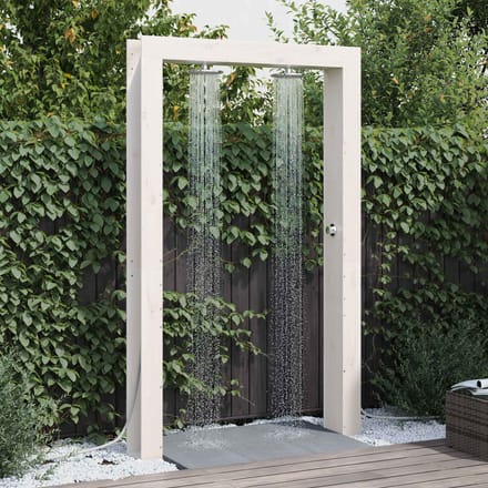 vidaXL Buitendouche 226 cm Massief grenenhout en roestvrij staal Wit