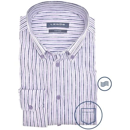 Ledûb Overhemd Duo Stripe Cotton Easy-Iron Button-Down Paars / male