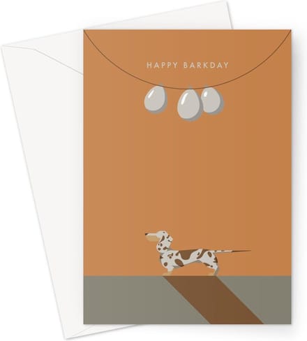 Hound & Herringbone - Getijgerde Teckel Grote Verjaardagskaart - Chocolate Dapple Dachshund Large Birthday Card (10 pack)
