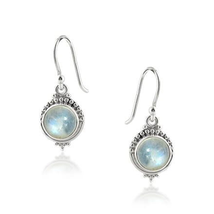 SilverGems Zilveren oorhangers met Regenboog Maansteen edelstenen