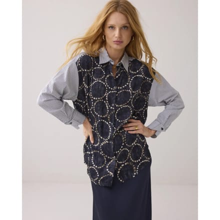 Summum Woman Blouse All Over Print Midnight Blue Größe: 36 | Business hemden Outlet | Damen | Blau