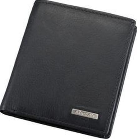 Alassio mini portemonnee, leer, staand formaat, zwart