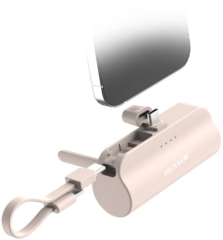 Rixus RXPB98P Mini Click-On Powerbank USB-C 5000mAh Pink