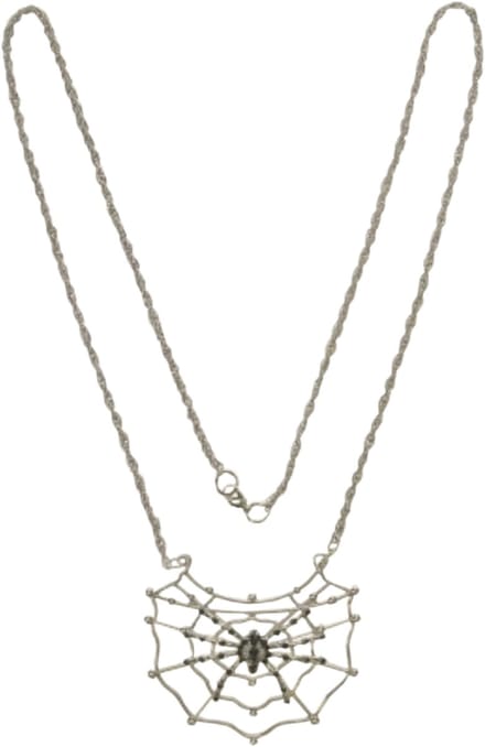 Halloween spinnenweb ketting - Spin - Spider - Verkleedaccessoires - 44,5 cm - Zilver/zwart