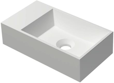 INK - Fontein Polystone Vierkant Zonder Kraangat Links - 400x220x100 mm - Mat Wit