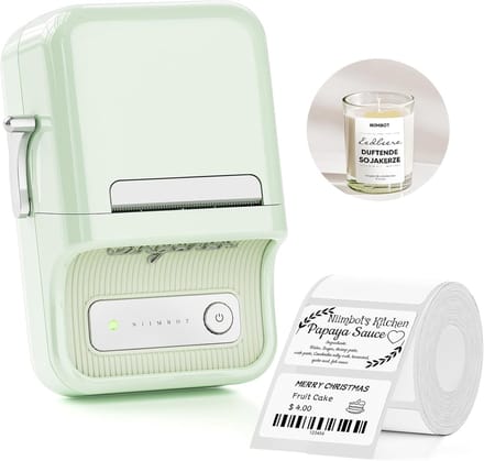 Niimbot B21 - Labelprinter - Draadloos - printbreedte 25-50mm - direct thermisch - 203dpi - 1500mAh - Mint Groen