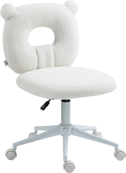 HOMCOM-Bürostuhl-Polyester, Stahl-50L x 56B x 80-90H cm-Weiß