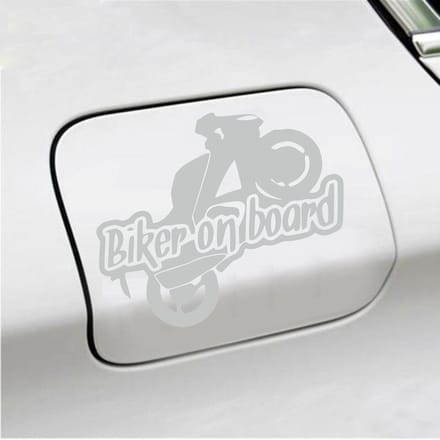 Bumpersticker - Biker On Board - 11,9 X 14,8 - Licht Grijs