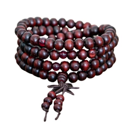 Marama - Mala armband Bordeaux Rood - Stijlvolle kralen Sandalhout - Unisex design - Elastisch
