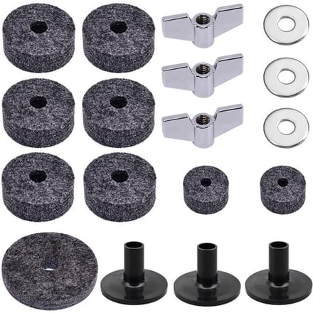18-delige drumaccessoireset Zwarte drums Vervangende viltset Muziekinstrumentaccessoires veelkleurig