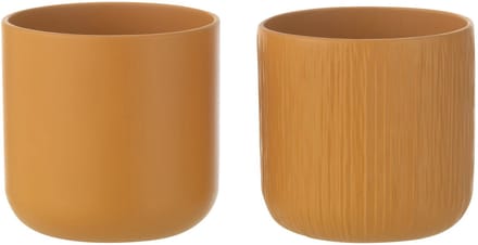 J-Line bloempot Gen - keramiek - oker - extra small - 2 stuks - Ø 11 cm