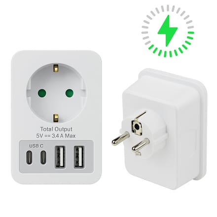 Narvie RA Stopcontact met 2 USB-A & 2 USB-C Poorten – Kinderbeveiliging – 5V 3.4A Snellader