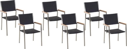 GROSSETO - Tuinstoel set van 6 - Zwart - PE rotan