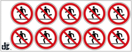 Niet over rollenbaan lopen verbodssticker | 5 cm - 10 stuks per vel