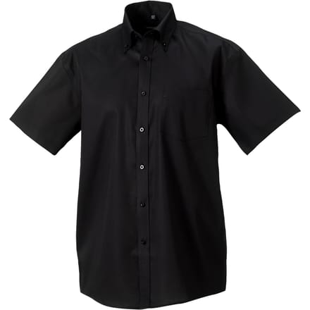 Russell Collection Heren Ultimate Non-Iron Shirt met Korte Mouwen (Zwart)