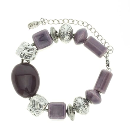 Behave - armband met paarse keramieke kralen - creatieve boho stijl