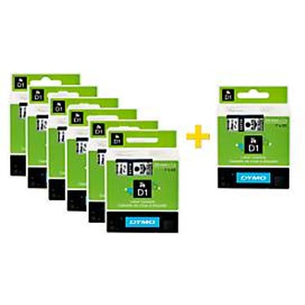 DYMO® lint beletteringssysteem 53713, 24 mm, wit/zwart, 6 + 1 GRATIS