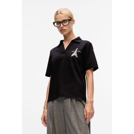 Karl Lagerfeld Paris Sketch Eiffel Polo Black Maat: M | Poloshirts Outlet | Dames | Zwart