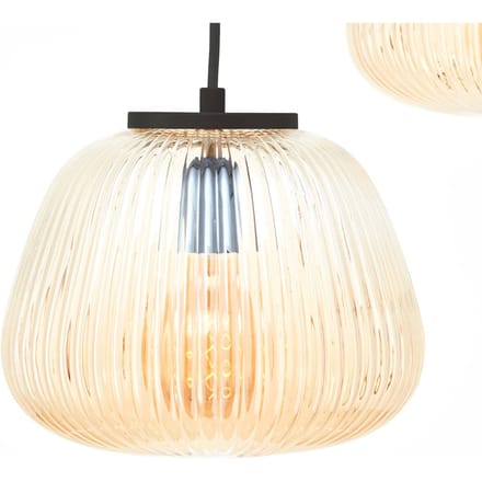 Brilliant Kaizen - Hanglamp - 3-lichts balk - Glas - 3xE27 Max 40W - Amber/zwart