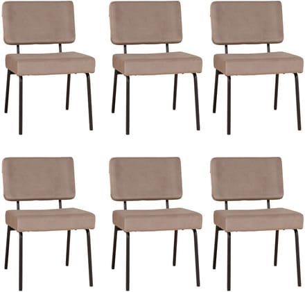 Bronx71® Velvet eetkamerstoel Espen taupe - Eetkamerstoelen set van 6 - stoel