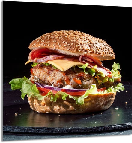 TMK ArtDeko - Snijplank - Glas - 60x65 cm - Hamburger