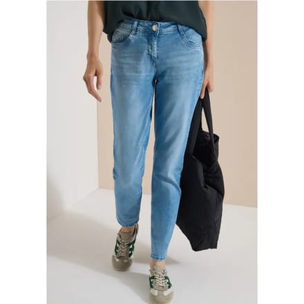 Jeans met Mid Waist-taille en Slim Leg-pijpen in casual pasvorm