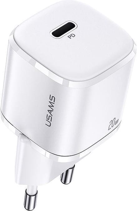 USAMS iPhone 12 20W PD Super Mini Oplader Snellader Smartphone Oplader - Compacte oplader -Galaxy/iPad Pro/Airpods/ iPhone 12/ Oplader