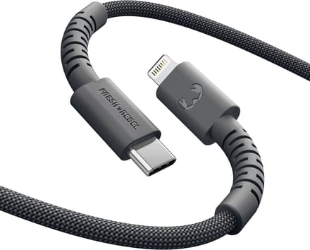Fresh 'n Rebel FlexWave Oplaadkabel voor iPhone - USB-C – Extra lang (2m) - Siliconen gevlochten kabel - USB-C naar Apple Lightning - Storm Grey